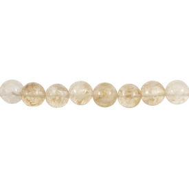 *1112-0911-6MM - Semi-precious Stone Bead Round 6MM Rutile Quartz 16'' String *1112-0911-6MM,montreal, quebec, canada, beads, wholesale