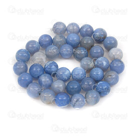 1112-0920-10mm - Natural Semi Precious Stone Bead Cracked Agate Blue Lake Dyed Round 10mm 1mm Hole 15.5" String 1112-0920-10mm,1112-09,montreal, quebec, canada, beads, wholesale