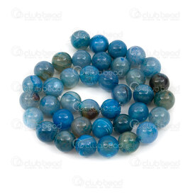 1112-0921-10mm - Natural Semi Precious Stone Bead Stripped Cracked Agate Royal Blue Dyed Round 10mm 1mm Hole 15.5" String 1112-0921-10mm,1112-09,montreal, quebec, canada, beads, wholesale