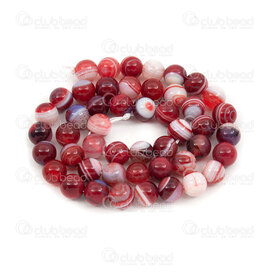 1112-0922-8mm - Natural Semi Precious Stone Bead Prestige Striped Agate Red Dyed Round 8mm 0.8mm Hole 15.5" String 1112-0922-8mm,1112-09,montreal, quebec, canada, beads, wholesale