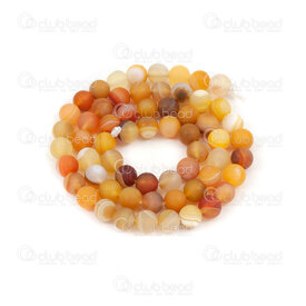 1112-0923-M-6mm - Natural Semi Precious Stone Bead Stripped Agate Orange Matt Dyed Round 6mm 0.8mm Hole 15.5" String 1112-0923-M-6mm,1112-09,montreal, quebec, canada, beads, wholesale