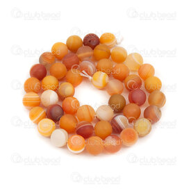1112-0923-M-8mm - Natural Semi Precious Stone Bead Stripped Agate Orange Matt Dyed Round 8mm 0.8mm Hole 15.5" String 1112-0923-M-8mm,1112-09,montreal, quebec, canada, beads, wholesale