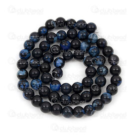 1112-0925-6mm - Natural Semi Precious Stone Bead Agate Black-Blue Round 6mm 0.8mm Hole 15in String 1112-0925-6mm,Agate 6mm,montreal, quebec, canada, beads, wholesale