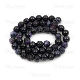1112-0927-8mm - Natural Semi Precious Stone Bead Agate Black-Purple Round 8mm 0.8mm Hole 15.5" String 1112-0927-8mm,1112-09,montreal, quebec, canada, beads, wholesale