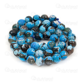 1112-0938-F-8MM - Natural Semi Precious Stone Bead Faceted Fire Agate Brown-Sky Blue Dyed Round 8mm 0.8mm Hole 15in string 1112-0938-F-8MM,pierre brun,montreal, quebec, canada, beads, wholesale