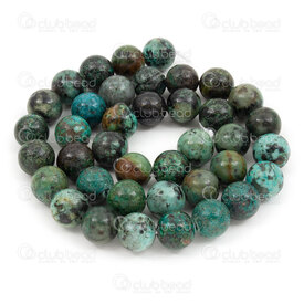 1112-0942-10mm - Bille de Pierre Fine Naturelle Prestige Turquoise Africaine Rond 10mm Trou 1mm (Afrique du Sud) Corde de 15.5 Pouces 1112-0942-10mm,african,montreal, quebec, canada, beads, wholesale