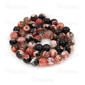 1112-0959-8mm - Natural Semi Precious Stone Bead Fire Agate Black Burnt Red Dyed Round 8mm 0.8mm Hole 15.5'' String 1112-0959-8mm,Beads,Stones,montreal, quebec, canada, beads, wholesale