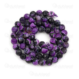 1112-0960-F-6mm - Natural Semi Precious Stone Bead Faceted Fire Agate Black-White-Purple Dyed Round 6mm 0.8mm Hole 15.5'' String 1112-0960-F-6mm,montreal, quebec, canada, beads, wholesale
