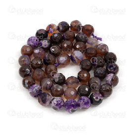 1112-0960-F-8mm - Natural Semi Precious Stone Bead Faceted Fire Agate Black-White-Purple Dyed Round 8mm 0.8mm Hole 15.5'' String 1112-0960-F-8mm,Beads,Stones,montreal, quebec, canada, beads, wholesale