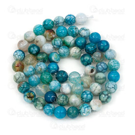 1112-0969-2-6mm - Natural Semi Precious Stone Bead Cracked Agate Aqua-Blue-White Dyed Round 6mm 0.8mm Hole 15in String 1112-0969-2-6mm,1112-0,montreal, quebec, canada, beads, wholesale