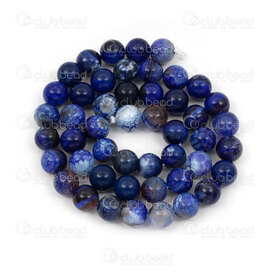 1112-0969-3-8mm - Natural Semi Precious Stone Bead Cracked Agate Dark Blue Dyed Round 8mm 0.8mm Hole 15in String 1112-0969-3-8mm,1112-0,montreal, quebec, canada, beads, wholesale