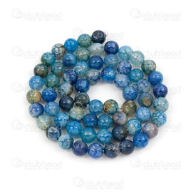 1112-0969-6mm - Bille de Pierre Fine Naturelle Agate Craquelé Bleu-Bleu Foncé-Blanc Teint Rond 6mm Trou 0.8mm Corde de 15po 1112-0969-6mm,agate bleu rond 8mm,montreal, quebec, canada, beads, wholesale