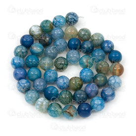 1112-0969-8mm - Natural Semi Precious Stone Bead Cracked Agate Blue-Light-Blue-White Dyed Round 8mm 0.8mm Hole 15in String 1112-0969-8mm,Blue agate,montreal, quebec, canada, beads, wholesale