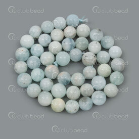 1112-0970-8mm - Bille de Pierre Fine Naturelle Prestige Aiguemarine Rond Calibré 8mm Trou 0.8mm Corde de 15.5 Pouces 1112-0970-8mm,Aigue,montreal, quebec, canada, beads, wholesale