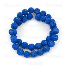 1112-0978-BL-10mm - Bille de Pierre Volcanique Bleu Royal Rond 10mm Trou 0.8mm Corde de 15po 1112-0978-BL-10mm,Bleu,montreal, quebec, canada, beads, wholesale