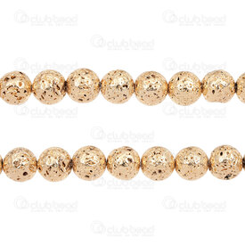 1112-0978-GL-10mm - Volcanic Stone Bead Prestige Gold Round 10mm 1mm Hole 15.5'' String 1112-0978-GL-10mm,Beads,Stones,Volcanic,montreal, quebec, canada, beads, wholesale