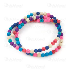 1112-0978-MIX-4mm - Bille de Pierre Volcanique Assortiment Couleur Rond 4mm Trou 0.5mm Corde de 15po 1112-0978-MIX-4mm,Billes,Pierres,Volcaniques,montreal, quebec, canada, beads, wholesale