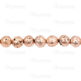 1112-0978-RGL-10mm - Volcanic Stone Bead Prestige Rose Gold Round 10mm 1mm Hole 15.5'' String 1112-0978-RGL-10mm,volcanic stone,montreal, quebec, canada, beads, wholesale