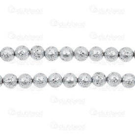 1112-0978-SL-8mm - Volcanic Stone Bead Prestige Silver Round 8mm 0.8mm Hole 15.5" String 1112-0978-SL-8mm,New Products,montreal, quebec, canada, beads, wholesale