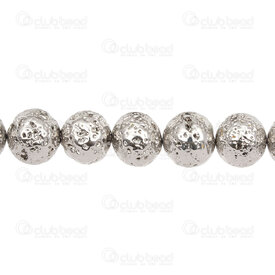 1112-0978-WH-12mm - Volcanic Stone Bead Prestige Nickel Round 12mm 1mm Hole 15.5'' String 1112-0978-WH-12mm,Beads,montreal, quebec, canada, beads, wholesale