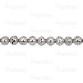 1112-0978-WH-8mm - Volcanic Stone Bead Prestige Nickel Round 8mm 0.8mm Hole 15.5" String 1112-0978-WH-8mm,volcanic stone,montreal, quebec, canada, beads, wholesale