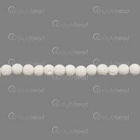 1112-0978-WH1-6mm - Volcanic Stone Bead White Round 6mm 0.8mm Hole 15.5" String 1112-0978-WH1-6mm,1112-09,montreal, quebec, canada, beads, wholesale