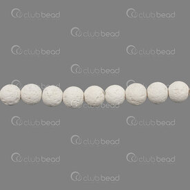 1112-0978-WH1-8mm - Volcanic Stone Bead White Round 8mm 0.8mm Hole 15.5" String 1112-0978-WH1-8mm,Beads,Stones,montreal, quebec, canada, beads, wholesale