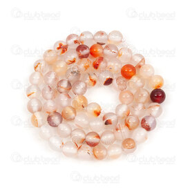 1112-0987-6mm - Bille de Pierre Fine Naturelle Agate Blanc-Rouge Tacheté Rond 6mm Trou 0.8mm Corde 15po !QUANTITE LIMITEE! 1112-0987-6mm,spl,montreal, quebec, canada, beads, wholesale