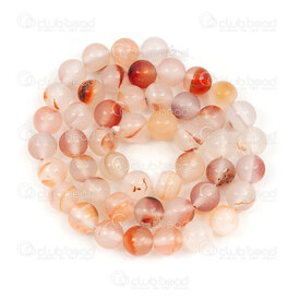1112-0987-8mm - Bille de Pierre Fine Naturelle Agate Blanc-Rouge Tacheté Rond 8mm Trou 0.8mm Corde 15po !QUANTITE LIMITEE! 1112-0987-8mm,spl,montreal, quebec, canada, beads, wholesale