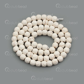 1112-0989-F-6mm - Bille de Pierre Fine Reconstitué Facette Turquoise Blanc Rond Calibre 6mm Trou 0.8mm Corde de 15po 1112-0989-F-6mm,Turquoise 8mm,montreal, quebec, canada, beads, wholesale