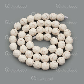 1112-0989-F-8mm - Reconstructed Semi Precious Stone Bead Faceted White Turquoise Calibrated Round 8mm 0.8mm Hole 15.5" String 1112-0989-F-8mm,Beads,Stones,Semi-precious,montreal, quebec, canada, beads, wholesale
