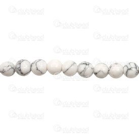 1112-09891-8mm - Bille de Pierre Fine Reconstitué Turquoise Blanc Rond 8mm Trou 0.8mm Corde de 15po 1112-09891-8mm,1112-09891-8mm,montreal, quebec, canada, beads, wholesale