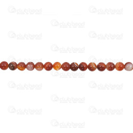 1112-0995-4MM - Natural Semi Precious Stone Bead Striped Agate Red Round 4mm 0.5mm Hole 15.5'' String 1112-0995-4MM,montreal, quebec, canada, beads, wholesale