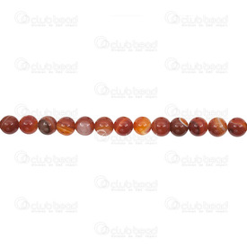 1112-0995-6MM - Natural Semi Precious Stone Bead Striped Agate Red Round 6mm 0.8mm Hole 15.5" String 1112-0995-6MM,montreal, quebec, canada, beads, wholesale