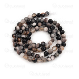 1112-09991-2-4mm - Natural Semi Precious Stone Bead Stripped Agate Black-Brown-White Round 4mm 0.8mm Hole 15.5in String 1112-09991-2-4mm,PIERRES NATURELLES,montreal, quebec, canada, beads, wholesale