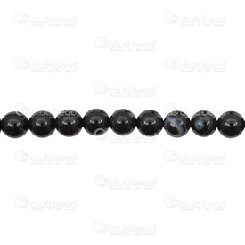 1112-09991-8MM - Natural Semi Precious Stone Bead Striped Agate Black Round 8mm 0.8mm Hole 15.5" String 1112-09991-8MM,15.5'' String,Bead,Natural,Semi-precious Stone,8MM,Round,Round,Black,Black,China,15.5'' String,Agate,montreal, quebec, canada, beads, wholesale