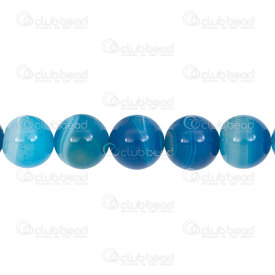 1112-09992-12mm - Bille de Pierre Fine Rond 12mm Agate Raye Bleu Teint Corde de 15 pouces 1112-09992-12mm,Billes,Pierres,Fines,montreal, quebec, canada, beads, wholesale