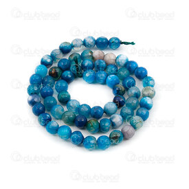 1112-09992-F-6mm - Natural Semi Precious Stone Bead Faceted Cracked Agate Blue Dyed Round 6mm 0.8mm Hole 15.5" String 1112-09992-F-6mm,1112-0,montreal, quebec, canada, beads, wholesale