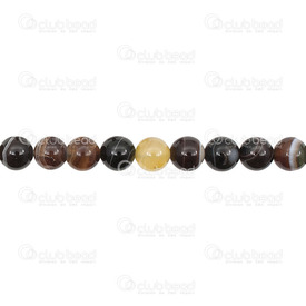 1112-09993-8MM - Natural Semi Precious Stone Bead Striped Agate Brown Round 8mm 0.8mm Hole 15.5" String 1112-09993-8MM,15.5'' String,8MM,Bead,Natural,Semi-precious Stone,8MM,Round,Round,Brown,Brown,China,15.5'' String,Agate,montreal, quebec, canada, beads, wholesale
