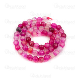 1112-09995-F-6mm - Natural Semi Precious Stone Bead Faceted Cracked Agate Pink Dyed Round 6mm 0.8mm Hole 15.5" String 1112-09995-F-6mm,1112-0,montreal, quebec, canada, beads, wholesale