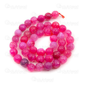 1112-09995-F-8mm - Natural Semi Precious Stone Bead Faceted Striped Agate Pink Dyed Round 8mm 0.8mm Hole 15.5" String 1112-09995-F-8mm,Beads,montreal, quebec, canada, beads, wholesale
