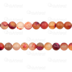 1112-09995-M-8MM - Natural Semi Precious Stone Bead Stripped Agate Pink Matt Dyed Round 8mm 0.8mm Hole 15.5" String 1112-09995-M-8MM,Beads,Stones,montreal, quebec, canada, beads, wholesale