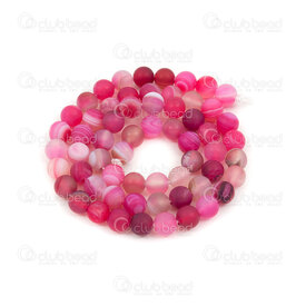 1112-09995-M2-6mm - Natural Semi Precious Stone Bead Striped Agate Pink Matt Dyed Round 6mm 0.8mm Hole 15.5" String 1112-09995-M2-6mm,Beads,Stones,montreal, quebec, canada, beads, wholesale