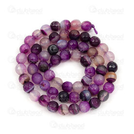 1112-09996-F-6MM - Natural Semi Precious Stone Bead Faceted Striped Agate Purple Dyed Round 6mm 0.8mm Hole 15in String 1112-09996-F-6MM,violet,montreal, quebec, canada, beads, wholesale