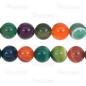 1112-09999-12mm - Semi-precious Stone Bead Round 12MM dyed stripped Agate Mix 15.5'' String 1112-09999-12mm,montreal, quebec, canada, beads, wholesale