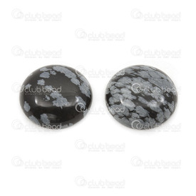 1112-1025-06 - Semi-precious Stone Cabochon Snow Flake Obsidian 20MM Round 6MM Dome 7gr 2pcs 1112-1025-06,obsidienne,montreal, quebec, canada, beads, wholesale