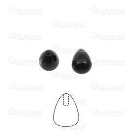 1112-1041-34 - Semi-precious Stone Cabochon Black Onyx 10X13mm Drop half-Pierced 9gr 6pcs 1112-1041-34,montreal, quebec, canada, beads, wholesale