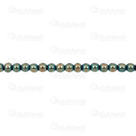1112-1202-AB2 - Bille de Pierre Fine Rond 4mm Hématite AB Bleu-Or Corde 15.5po 1112-1202-AB2,Billes,Pierres,Hématite,montreal, quebec, canada, beads, wholesale
