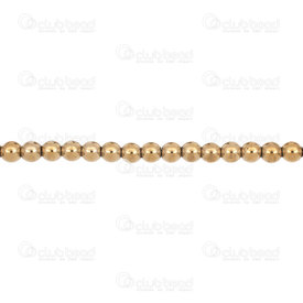 1112-1202-GLS - Semi-precious Stone Bead Round 4mm Hematite Gold Smooth 15.5'' String 1112-1202-GLS,montreal, quebec, canada, beads, wholesale