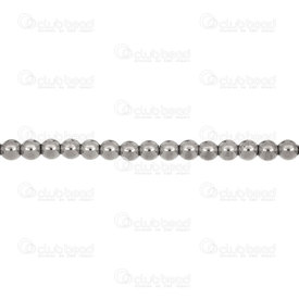 1112-12022-S - Semi-precious Stone Bead Round 4mm Hematite Silver Smooth 15.5'' String 1112-12022-S,smooth,montreal, quebec, canada, beads, wholesale